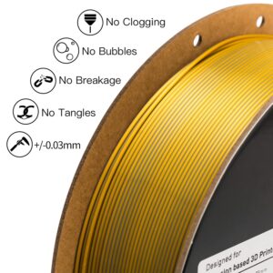 INLAND Micro Center Dual Color Silk PLA 3D Printer Filament 1.75mm - Gold to Gray Color Change - Coextrusion Silk Filament - Dimensional Accuracy +/- 0.03mm - 1kg Cardboard Spool (2.2 lbs)