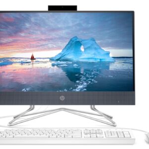 HP All-in-One Desktop Computer, 22" FHD Display, Intel Celeron G5900T, 16GB DDR4 RAM, 512GB PCIe SSD, DVD-Writer, 4 USB Ports, AC WiFi, HDMI, Bluetooth, Windows 11 Home, Blue