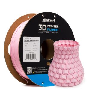 inland micro center matte pla filament 1.75mm, matte pink 3d printer filament, matte 3d printing filament 1kg cardboard spool (2.2 lbs), dimensional accuracy +/- 0.03mm, pink matte finish