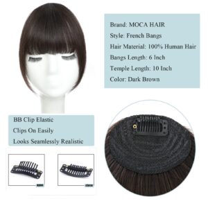 Clip In Bangs 100% Human Hair Bangs Clip In Hair Extensions Clip On Bangs Dark Brown Clip In Bangs Real Human Hair Fake Bangs For Natural Hair