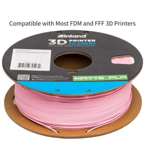 INLAND Micro Center Matte PLA Filament 1.75mm, Matte Pink 3D Printer Filament, Matte 3D Printing Filament 1kg Cardboard Spool (2.2 lbs), Dimensional Accuracy +/- 0.03mm, Pink Matte Finish