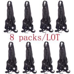 8 Packs French Curly Braiding Hair 24 Inch Loose Wave Spiral Curly Crochet Hair for Black Women Pre Stretched Braiding Hair with Curly Ends (24 Inch, 1B)