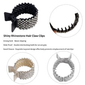 FRDTLUTHW 1.77Inch Small Hair Claw Clips for High Ponytail, Rhinestone Shark Hair Clips for Women Thick Long Hair(Pack of 3)