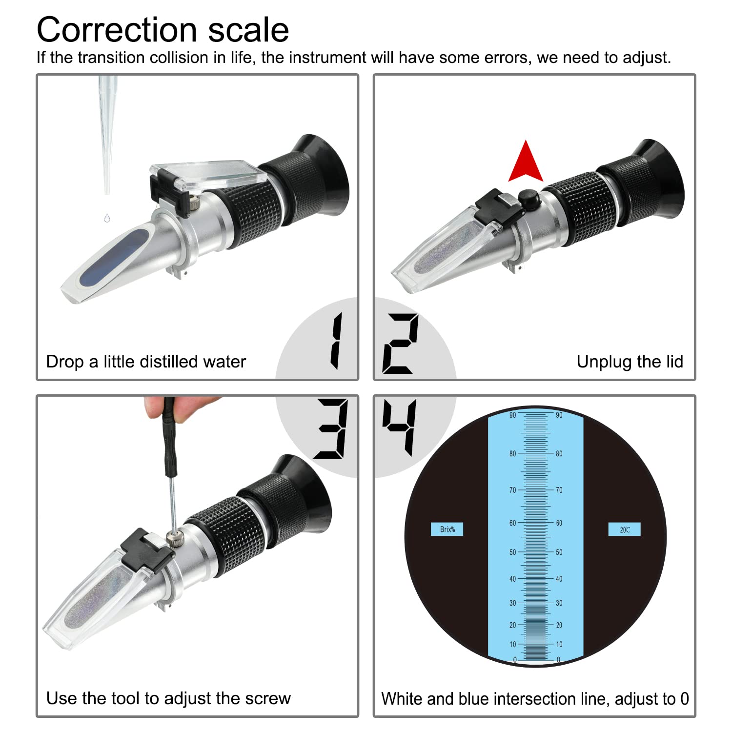 Brix Refractometer 0~90%, Handheld Sugar Refractometer, High Accurate Brix Measurement Meter with ATC for Fruit, Beverages&Juice, Honey, Maple Syrup, Molasses and Other Sugary Drink