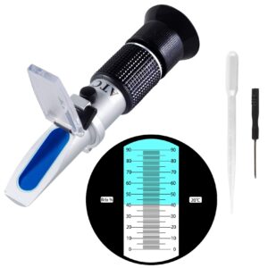 Brix Refractometer 0~90%, Handheld Sugar Refractometer, High Accurate Brix Measurement Meter with ATC for Fruit, Beverages&Juice, Honey, Maple Syrup, Molasses and Other Sugary Drink