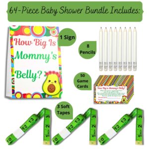 How Big is Mommys Belly Game cinta para medir la panza Measure the Belly Baby Shower Game 62 Piece for 50 Players Fiesta Avocado cielito lindo baby shower Game