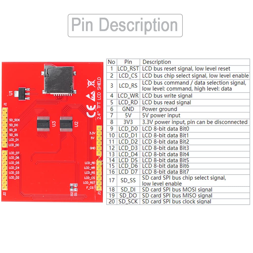 DIYmalls 2.4" inch TFT LCD Display Module ILI9341 Resistive Touchscreen 5V/3.3V 8-bit Parallel Interface w/SD Card Slot for Arduino U NO Mega-2560