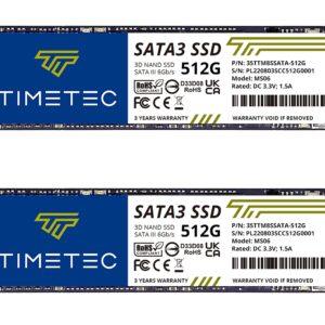 Timetec 512GBx2 (2 Pack) SSD 3D NAND SATA III 6Gb/s M.2 2280 NGFF 256TBW Read Speed Up to 550MB/s SLC Cache Performance Boost Internal Solid State Drive for PC Computer Laptop and Desktop