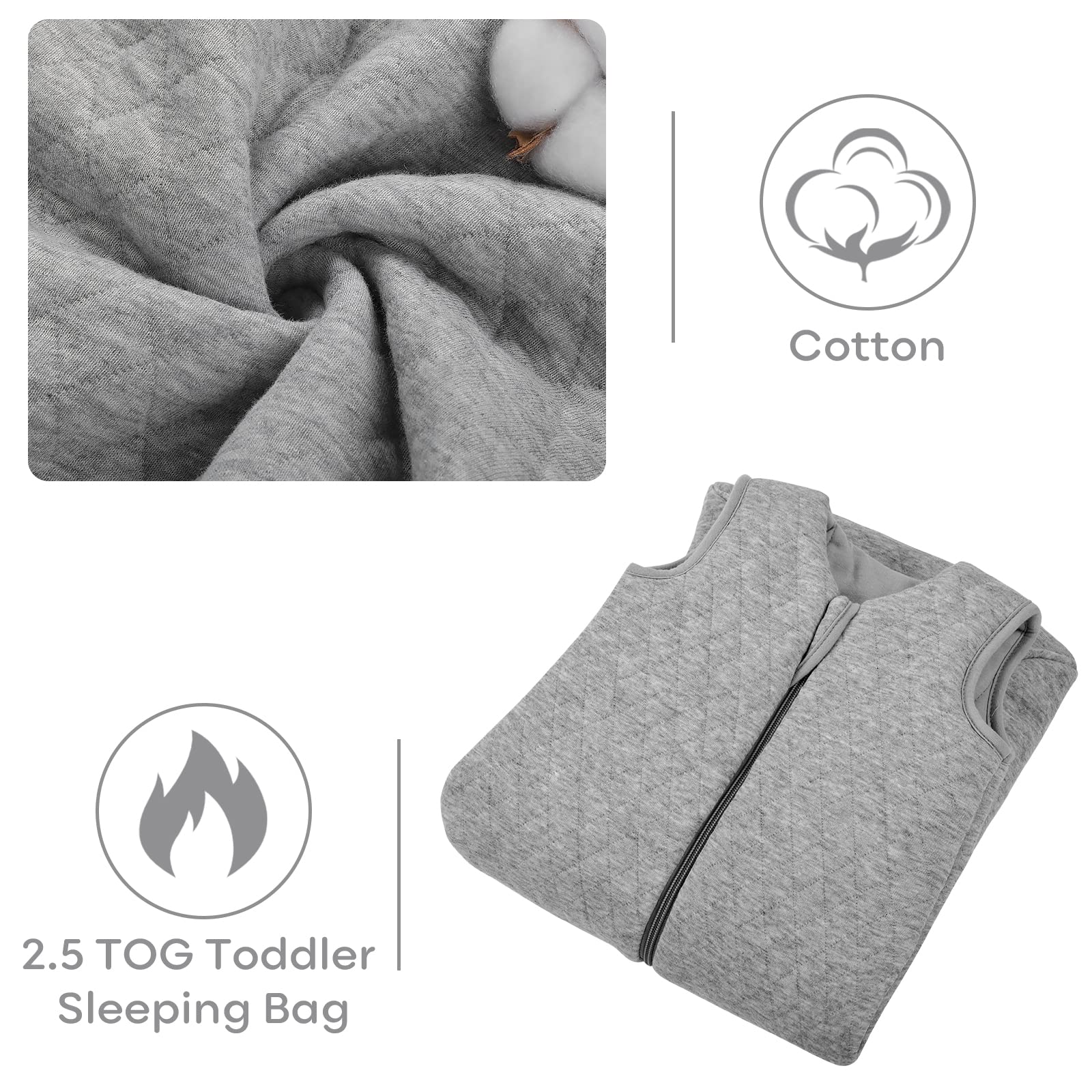 Yoofoss Baby Sleep Sack 6-12 Months TOG 2.5 Winter Wearable Blanket Baby Sleeping Bag for Toddler Sleeping Sack- Super Soft Warm Comfortable, Grey