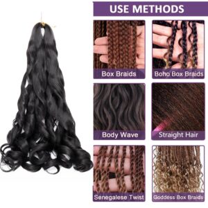 8 Packs French Curly Braiding Hair 24 Inch Loose Wave Spiral Curly Crochet Hair for Black Women Pre Stretched Braiding Hair with Curly Ends (24 Inch, 1B)