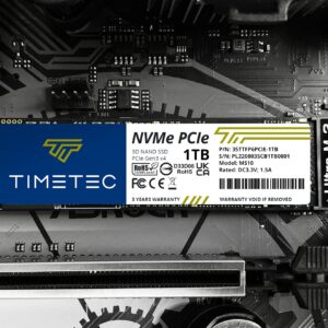 Timetec 1TBx2 (2 Pack) SSD NVMe PCIe Gen3x4 8Gb/s M.2 2280 3D NAND TLC 600TBW High Performance SLC Cache Read/Write Speed Up to 2,000/1,600 MB/s Internal Solid State Drive for PC Laptop and Desktop