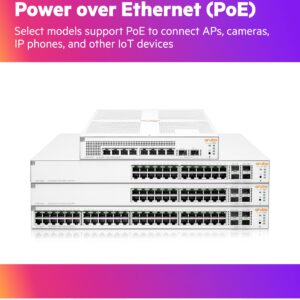 HPE Networking Instant On Switch Series 1930 48-Port Gb Smart-Managed Layer 2+ Ethernet Switch with PoE | 48x 1G | 4X SFP+ | 48x CL4 PoE 370W | US Cord (JL686B#ABA)