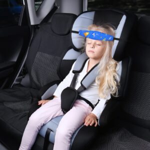 HESTYA 2 Pieces Baby Carseat Head Support Band Strap Headrest Stroller Seat Sleeping Headrest Neck Relief Head Strap Headband for Kids Children Toddler Infant(Space)