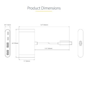 StarTech.com 4-Port USB-C Hub with 100W Power Delivery Pass-Through - 2X USB-A + 2X USB-C - 5Gbps - 1ft (30cm) Long Cable - Portable USB Type-C to USB-A/C Hub - USB-C Splitter (5G2A2CPDB-USB-C-HUB)