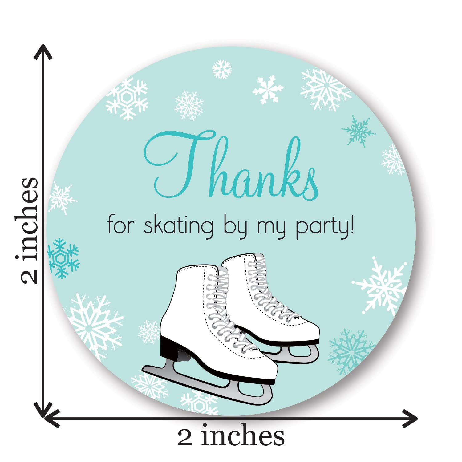 2" Round Ice Skating Thank You Party Favor Stickers - Set of 40