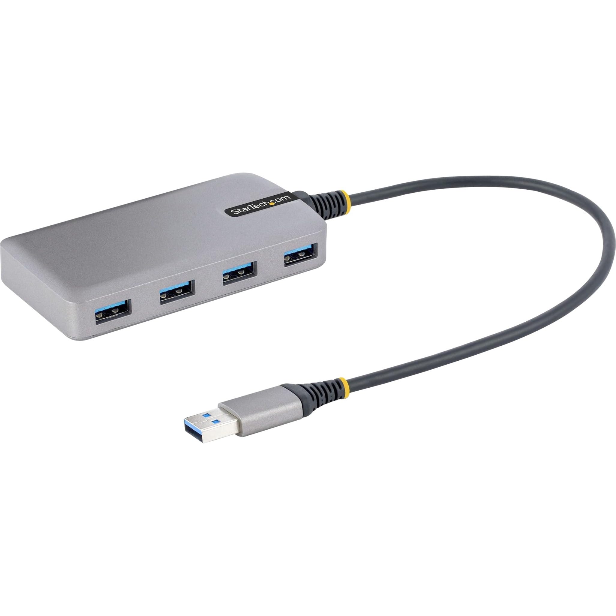 StarTech.com 4-Port USB Hub - USB 3.0 5Gbps, Bus Powered, USB-A to 4X USB-A Hub w/Optional Auxiliary Power Input - Portable Desktop/Laptop USB Hub, 1ft/30cm Cable, USB Expansion Hub (5G4AB-USB-A-HUB)