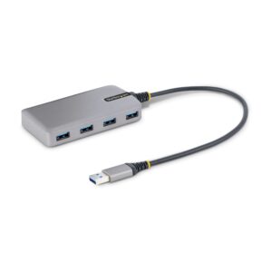 startech.com 4-port usb hub - usb 3.0 5gbps, bus powered, usb-a to 4x usb-a hub w/optional auxiliary power input - portable desktop/laptop usb hub, 1ft/30cm cable, usb expansion hub (5g4ab-usb-a-hub)