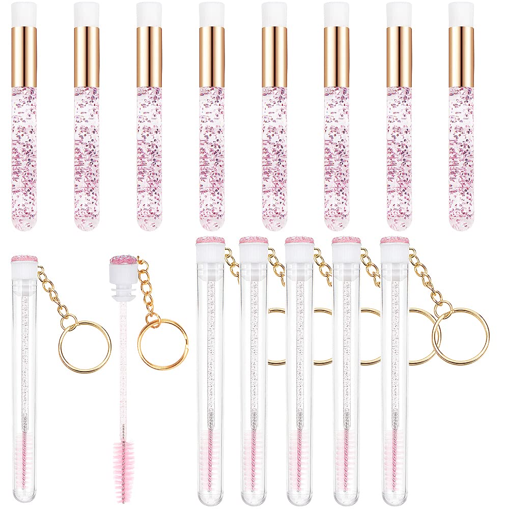 24Pcs Eyelash Extension Aftercare Kits - 12pcs Lash Shampoo Brush Nose Blackhead Facial Cleaning Brush 12PCS Tube Mascara Wands Spoolie With Tube Brush (crystal #1)