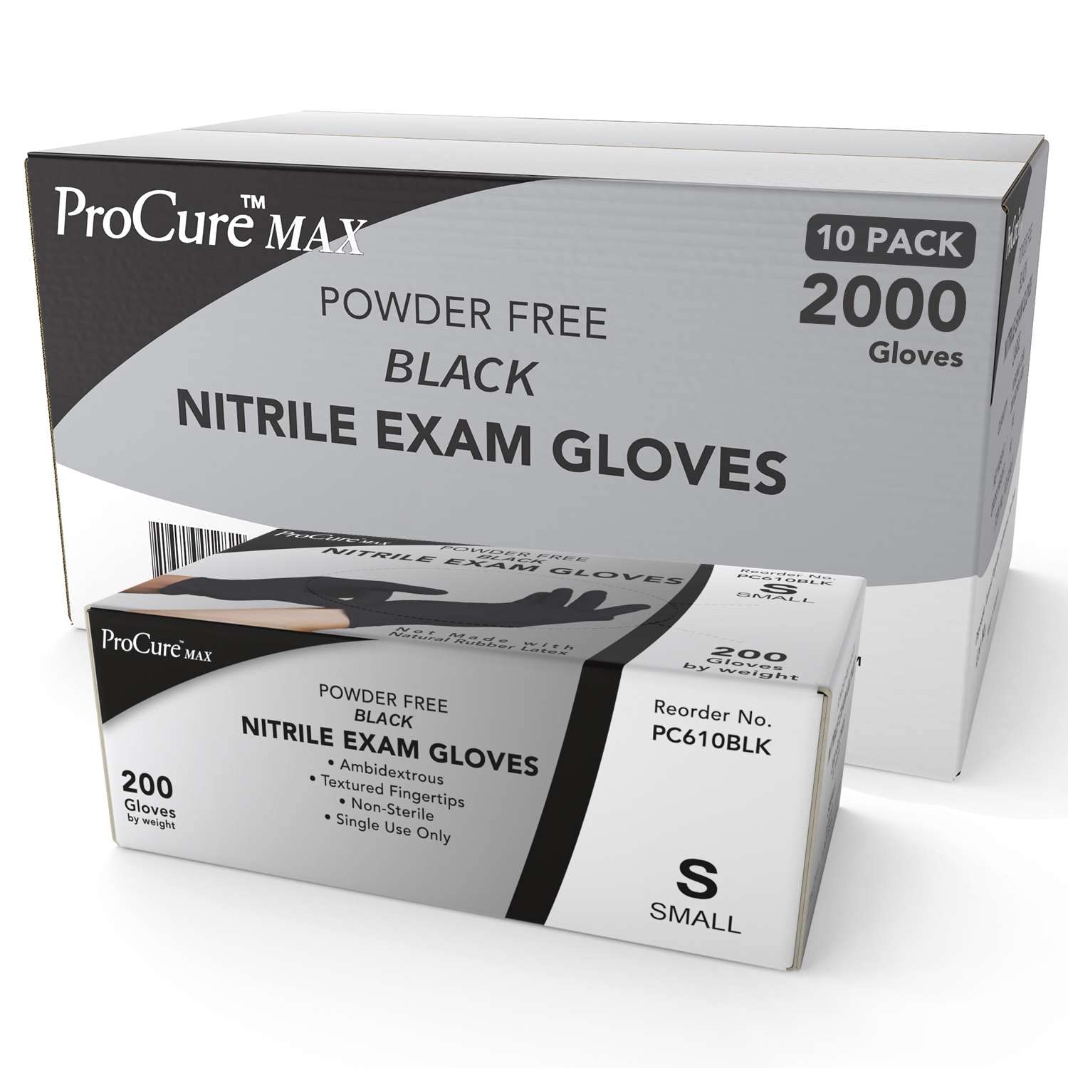 Disposable Black Nitrile Gloves Small, 2,000 Count Case - Heavy Duty 4 Mil Thick - Powder Free, Rubber Latex Free, Medical Exam Grade, Cooking and Food Safe - Soft with Textured Tips