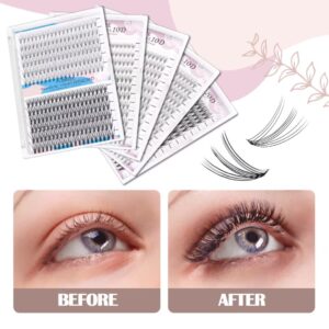 FLOMAZE 20D Lash Clusters, Individual Lashes 240pcs Faux Mink Lash Clusters Natural Handmade Cluster Eyelash Extensions C Curl 0.07mm Thickness False Lashes (12/13/14/15/16mm)