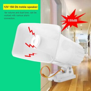 Wired Alarm Siren Horn, 150 dB DC 12V Dual Tone Wired Horn Siren Burglar Anti Theft Loudspeaker Home Security Alarm System for Indoor Outdoor Security