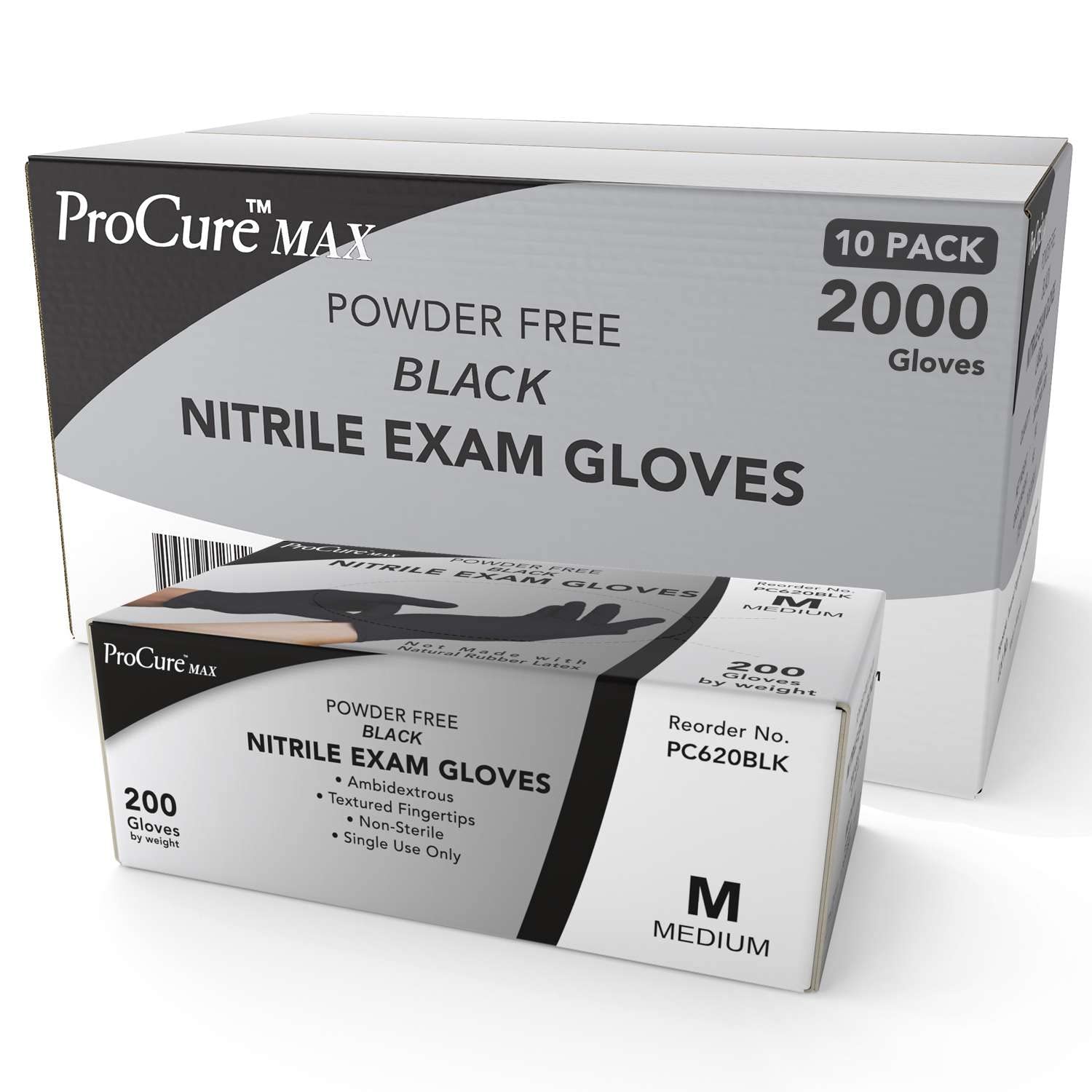 Disposable Black Nitrile Gloves Medium, 2,000 Count Case - Heavy Duty 4 Mil Thick - Powder Free, Rubber Latex Free, Medical Exam Grade, Cooking and Food Safe - Soft with Textured Tips