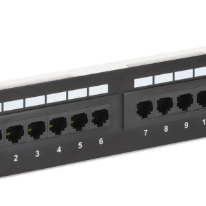 MANHATTAN 12-Port Network Patch Panel Cat-6 – 1U UL Listed - Wall Mount with 89D Bracket - Installer Grade 3µ Gold Plated Contacts - Lifetime Mfg Warranty 720779