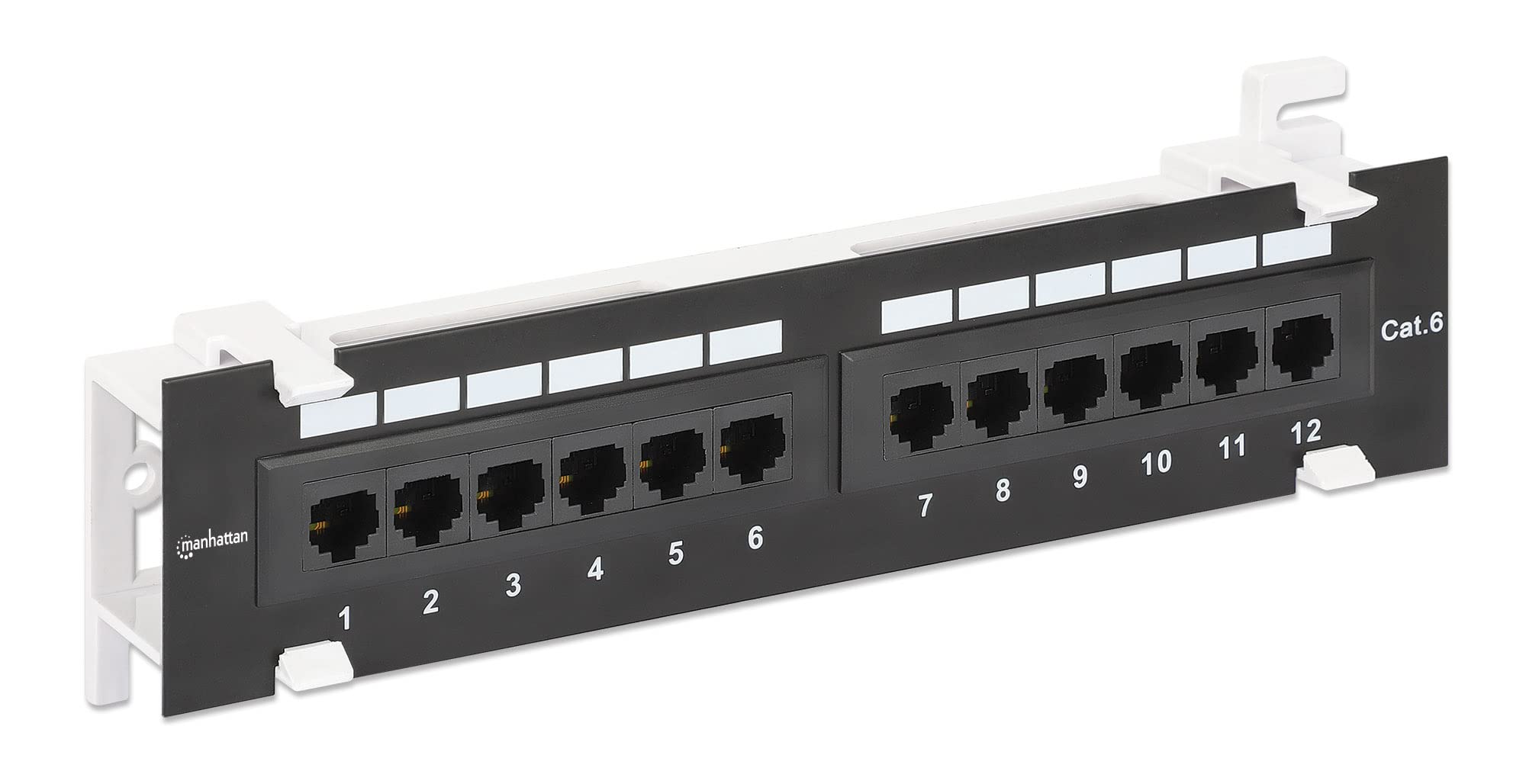 MANHATTAN 12-Port Network Patch Panel Cat-6 – 1U UL Listed - Wall Mount with 89D Bracket - Installer Grade 3µ Gold Plated Contacts - Lifetime Mfg Warranty 720779