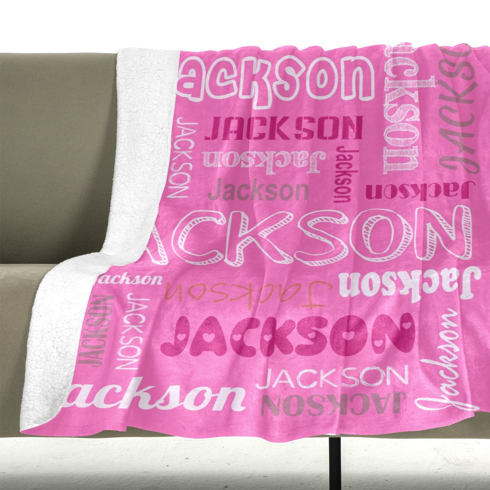 Personalized Name Blankets for Baby Boy Girl Custom Super Soft Blankets with Name Text for Kids and Adults Personalized Baby Gifts Birthday for Daughter Son (Pink)