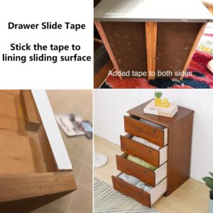 Topiverse Drawer Slide Tape, Low Friction Tape, Silky Surface, Abrasion Resistant Glide Tape, Drag & Noise & Squeak Reduction, Apply to Wooden-Drawer Furniture Curtain Cabinet, 0.75'' x 33', 5 mils