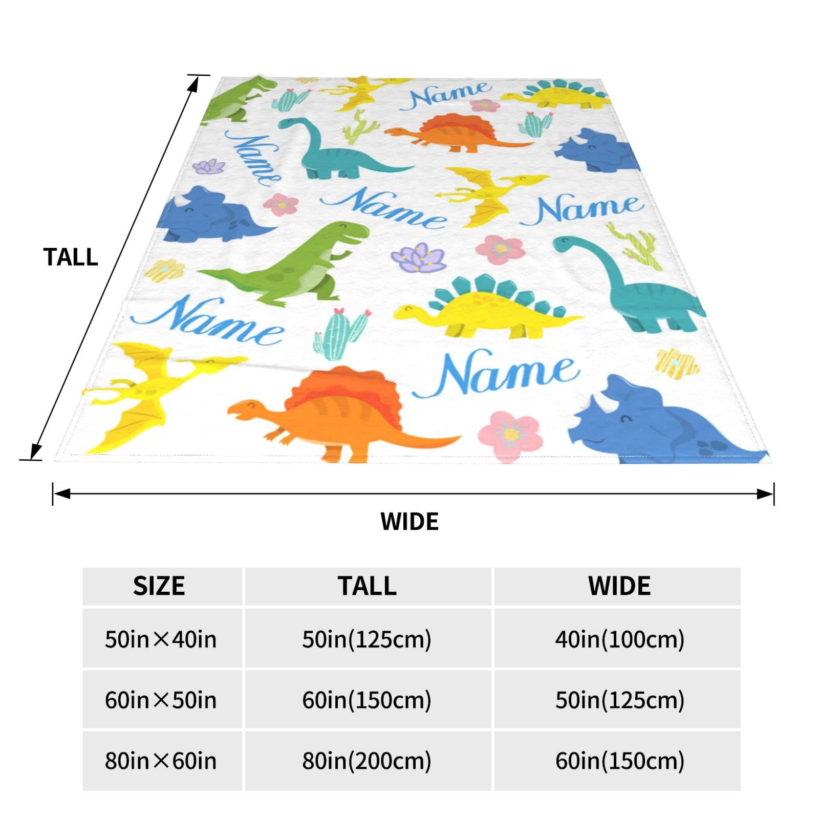 MMAOLP Custom Dinosaur Blanket, Personalized Dinosaur Blanket with Kids Name for Baby Birthday, Christmas, New Mom, Newborn, Baby, Toddler, Kids Personalized Baby Gifts