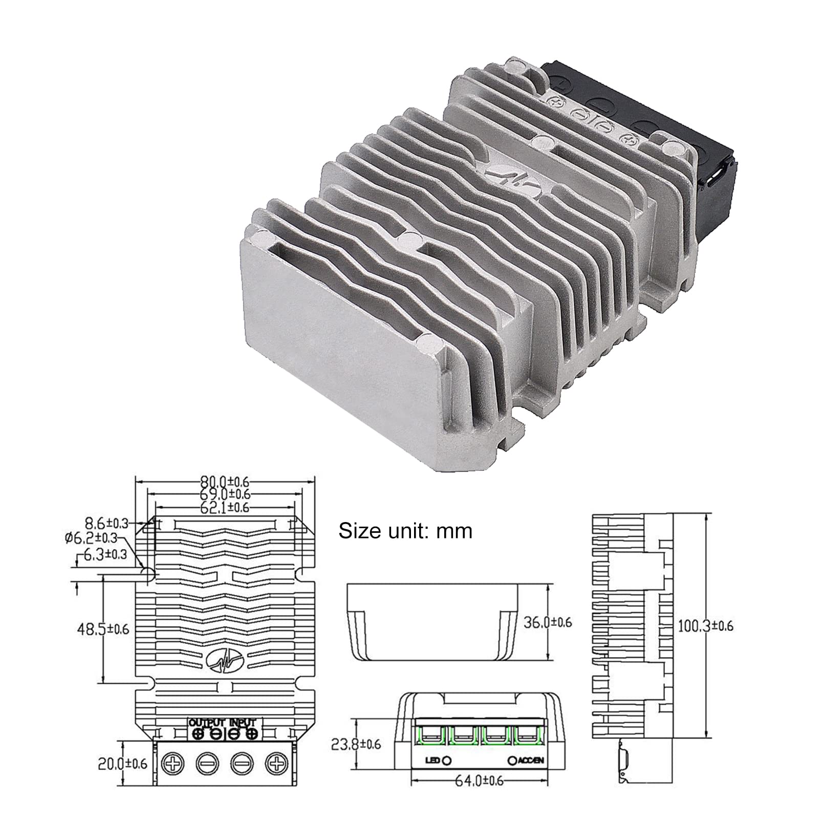 Valefod 36V / 48V to 12V 50A 600W Step-Down Transformer DC to DC Buck Converter DIY Power Supply