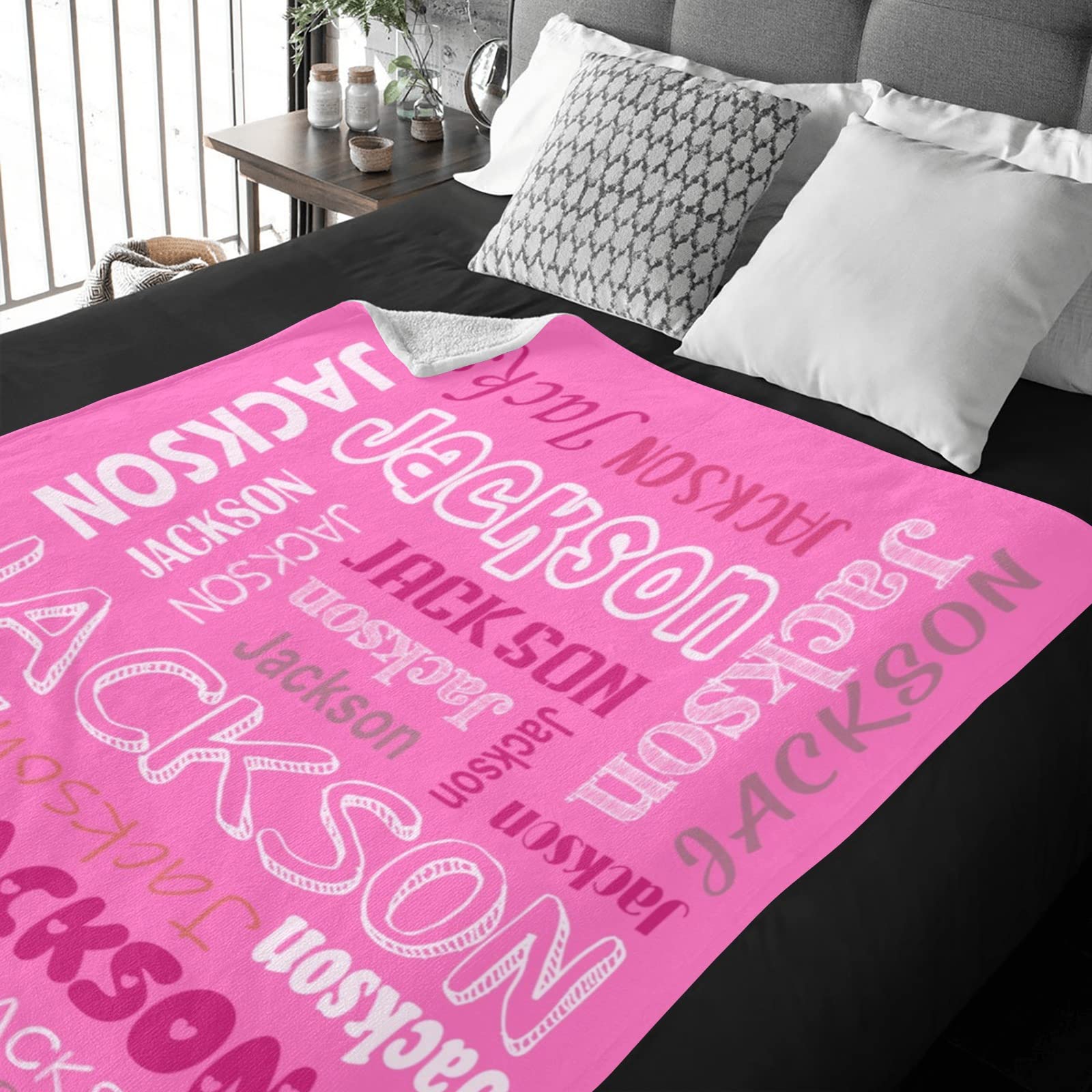 Personalized Name Blankets for Baby Boy Girl Custom Super Soft Blankets with Name Text for Kids and Adults Personalized Baby Gifts Birthday for Daughter Son (Pink)