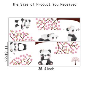 Panda Cherry Blossom Tree Wall Decal Baby Animals Nursery Wall Stickers Art Panda Kids Room Wall Decor