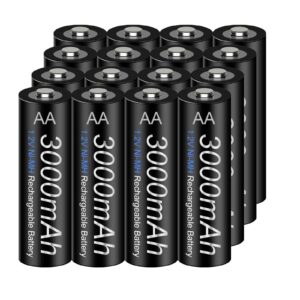 palowextra 16 packs 1.2v aa 3000mah rechargeable batterieshigh capacity nimh low self discharge double a battery for solar garden lights, battery string lights, outdoor devices