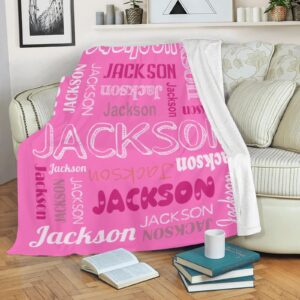 Personalized Name Blankets for Baby Boy Girl Custom Super Soft Blankets with Name Text for Kids and Adults Personalized Baby Gifts Birthday for Daughter Son (Pink)