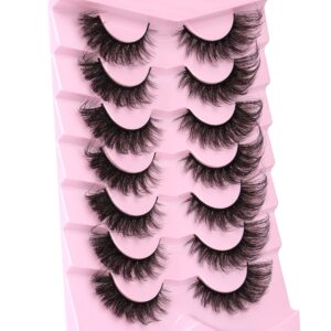 Mink Lashes Fluffy False Eyelashes Wispy Cat Eye Lashes Strip 20MM Fox 8D Dramatic Pack 7 Pairs Fake Eyelashes by Ruairie