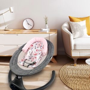 Baby Head Support and Strap Cover for Car Seat, Mink Infant Carseat Headrest for Girls, Newborn Car Seat Insert Cushion for Strollers, Pink Floral