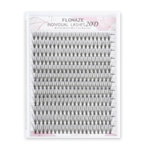 flomaze 20d lash clusters, individual lashes 240pcs faux mink lash clusters natural handmade cluster eyelash extensions c curl 0.07mm thickness false lashes (12/13/14/15/16mm)