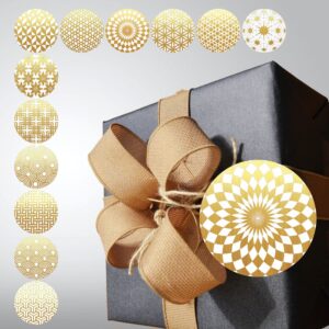 PARTH IMPEX Decorative Gold Stickers Envelope Seals - (Pack of 120) 2" Large Round Labels for Christmas Happy Holidays New Year Birthday Cards - Geometric Pattern