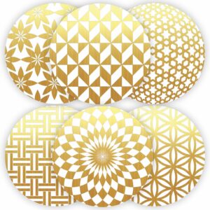 PARTH IMPEX Decorative Gold Stickers Envelope Seals - (Pack of 120) 2" Large Round Labels for Christmas Happy Holidays New Year Birthday Cards - Geometric Pattern