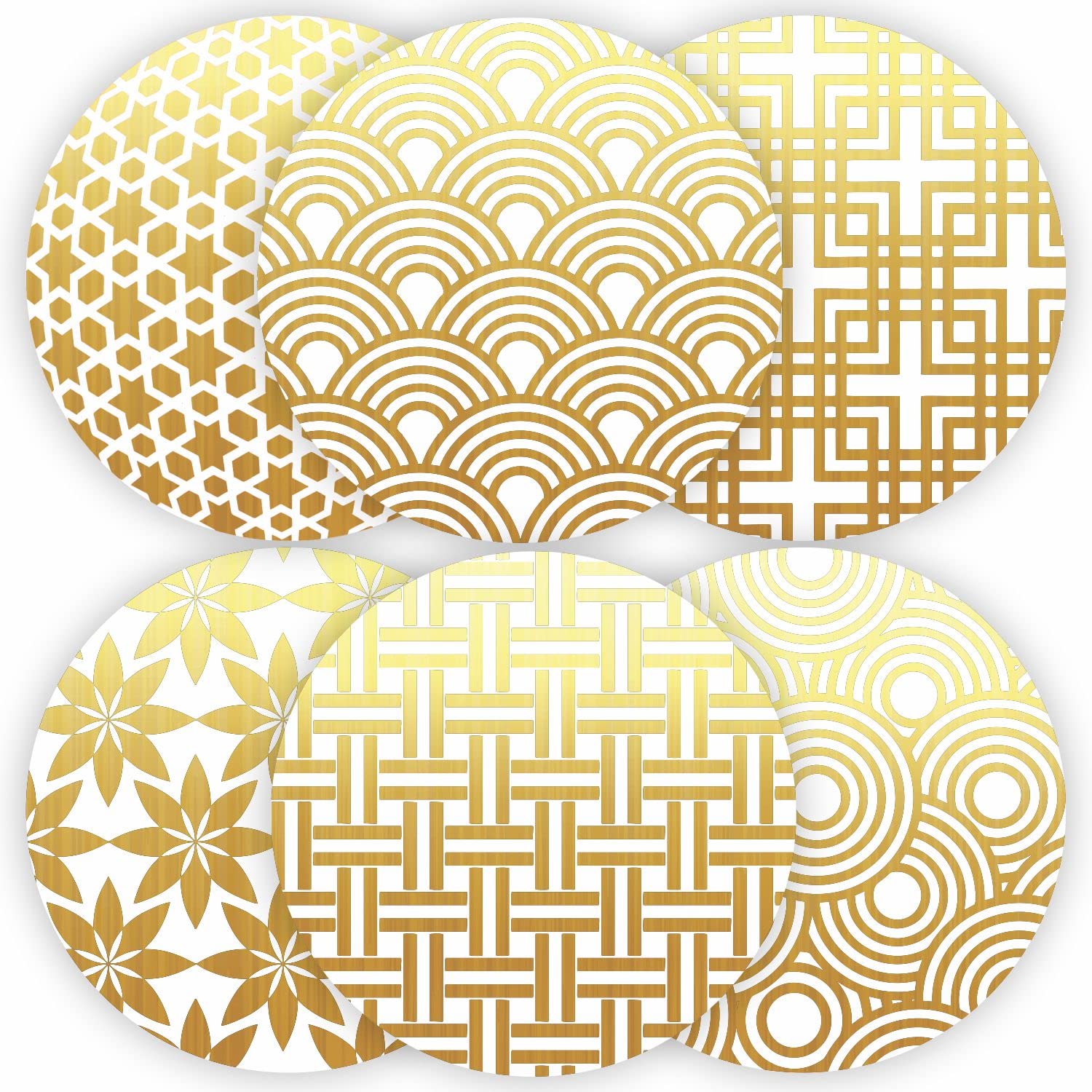 PARTH IMPEX Decorative Gold Stickers Envelope Seals - (Pack of 120) 2" Large Round Labels for Christmas Happy Holidays New Year Birthday Cards - Geometric Pattern