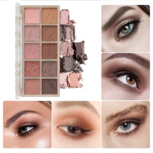 Sulily 10 Colors Eyeshadow Palette Matte Naked Eye Shadow Makeup,High Pigmented, Naturing-Looking, Ultra-Blendable,Long Lasting High Pigment Nude Eyeshadow with 3 Eyeshadow Brush(Plant Rhythm