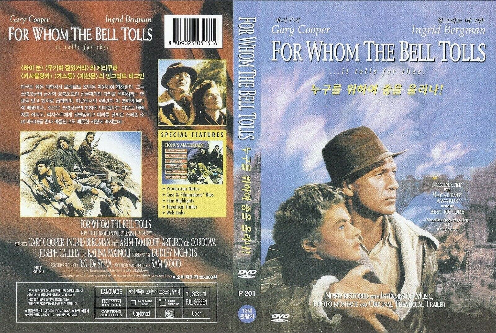 for Whom The Bell Tolls (1943) DVD Gary Cooper / Ingrid Bergman