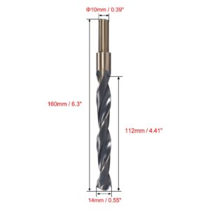 Reduced Shank Twist Drill Bits 14mm High Speed Steel 4341 with 10mm Shank 2 Pcs