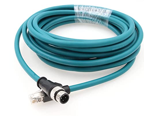 ZBLZGP M12 4 Position D-Coded Male to RJ45 Cat5e Ethernet Waterproof Cable Industrial Field-wireable Machinery Sensor Camera (2M)