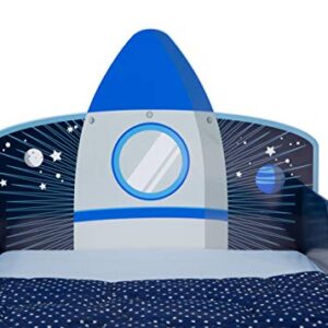 Delta Children Wood Toddler Bed, Space Adventures Rocket Ship + Simmons Kids Quiet Nights Dual Sided Crib and Toddler Mattress (Bundle)