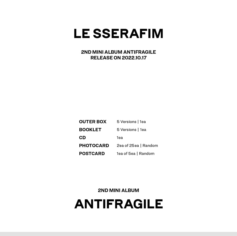 YG PLUS LE SSERAFIM - 2nd Mini Album ANTIFRAGILE (Compact Ver.) CD (Random ver.)