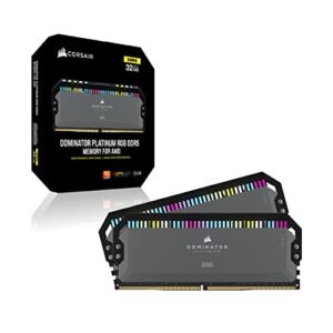 CORSAIR DOMINATOR PLATINUM RGB DDR5 32GB (2x16GB) DDR5 6000MHz CL36 AMD EXPO Intel XMP iCUE Compatible Computer Memory – Gray (CMT32GX5M2D6000Z36)