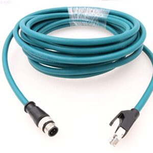 ZBLZGP M12 4 Position D-Coded Male to RJ45 Cat5e Ethernet Waterproof Cable Industrial Field-wireable Machinery Sensor Camera (2M)